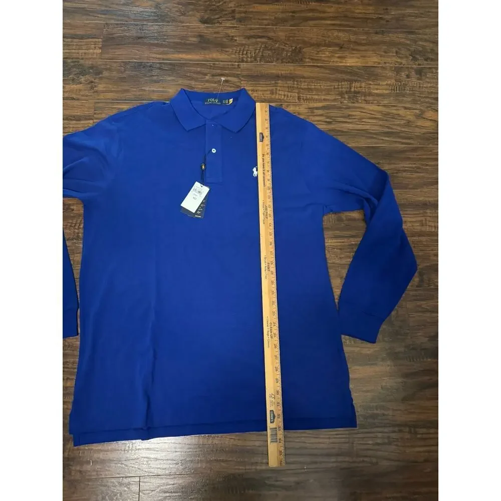Polo Ralph Lauren Mesh Polo Shirt XLT Big & Tall Long Sleeve Pony Blue NEW